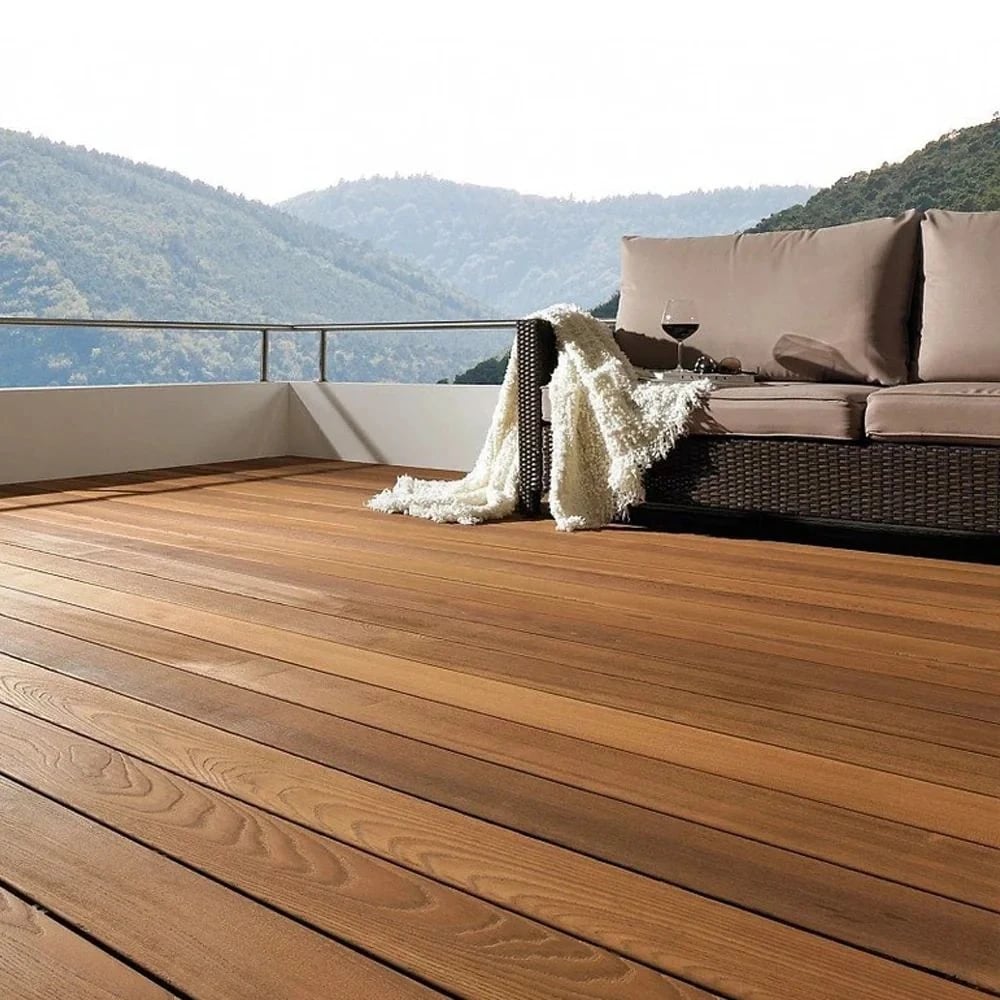 Rooftop deck with ash decking and mountain views